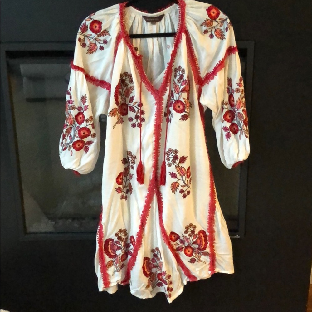 White and Red Embroidered Dress